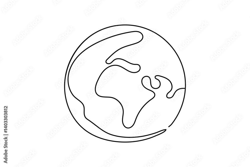 Globe of the Earth one line art planet minimalist design on white background hand drawn vector illustration
Globe of the Earth one line art planet minimalist design on white background hand drawn vector illustration
