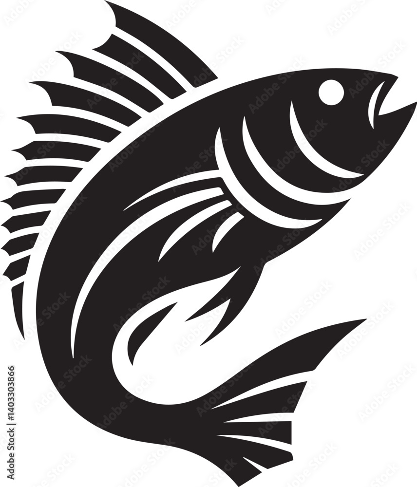 Fototapeta premium Fish icon black silhouette