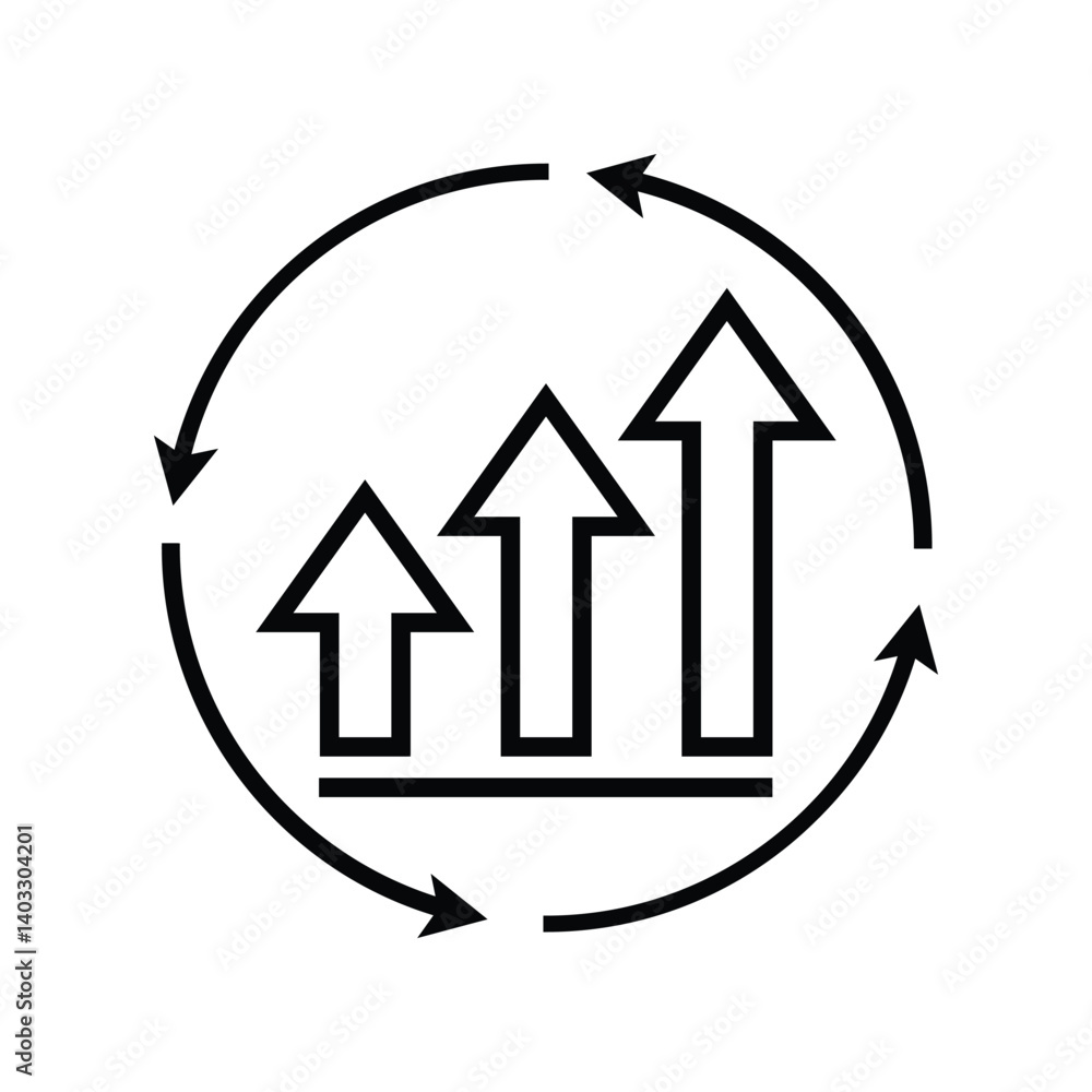Growth Chart Circular Arrows Progress Icon Growth Chart Circular Arrows Progress Icon