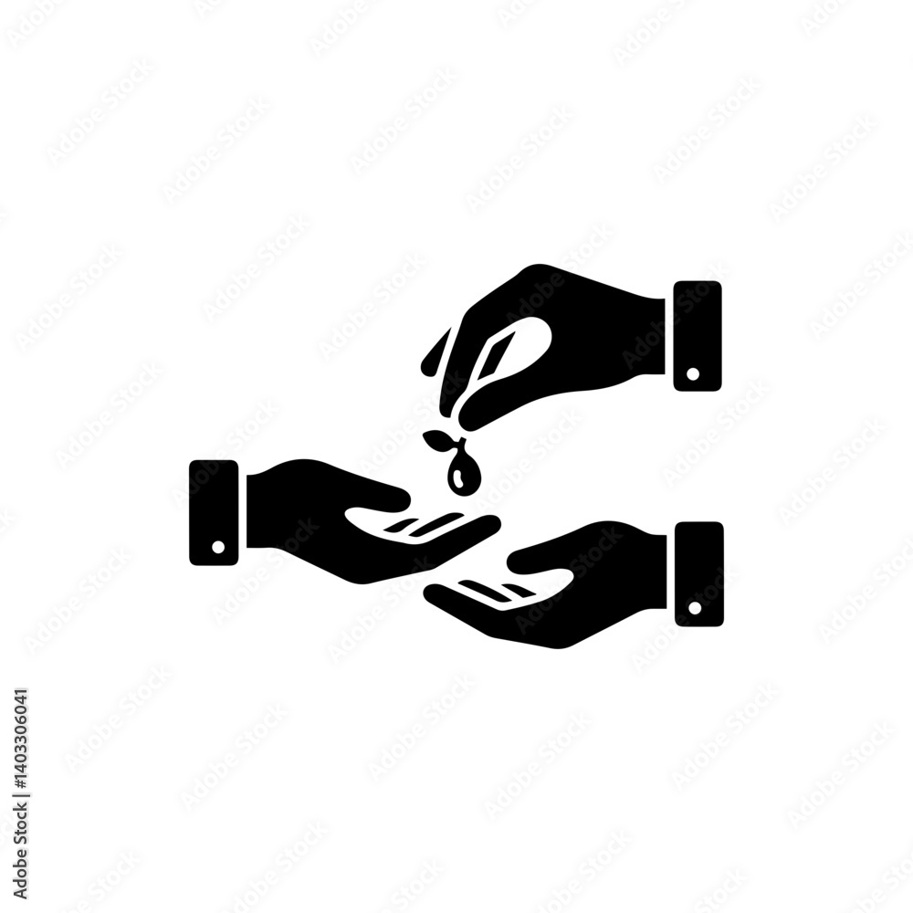 A Hand Giving a Seed to Another Hand Symbolizing Mentorship and Guidance A Hand Giving a Seed to Another Hand Symbolizing Mentorship and Guidance