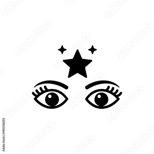 Pair of Eyes Gazing at Shining Star - Symbolizing Vision and Dreams