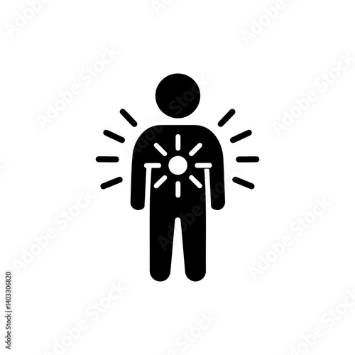Human Figure with Light Rays Radiating from Chest - Inner Strength Icon