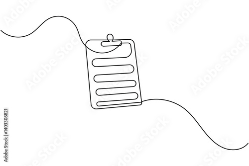 Clipboard with a checklist continuous one line drawing and minimalist style isolate outline vector icon