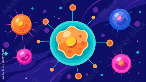 Rejuvenating Cells Animated cells vibrant and glowing signifying regenerative medicines focus on cell repair and regeneration.