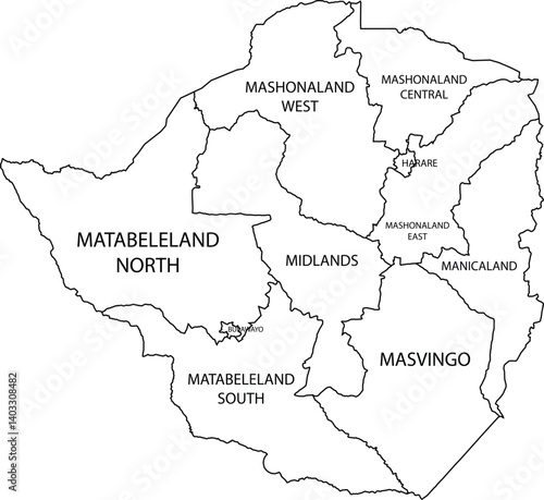Zimbabwe Color White Area Map