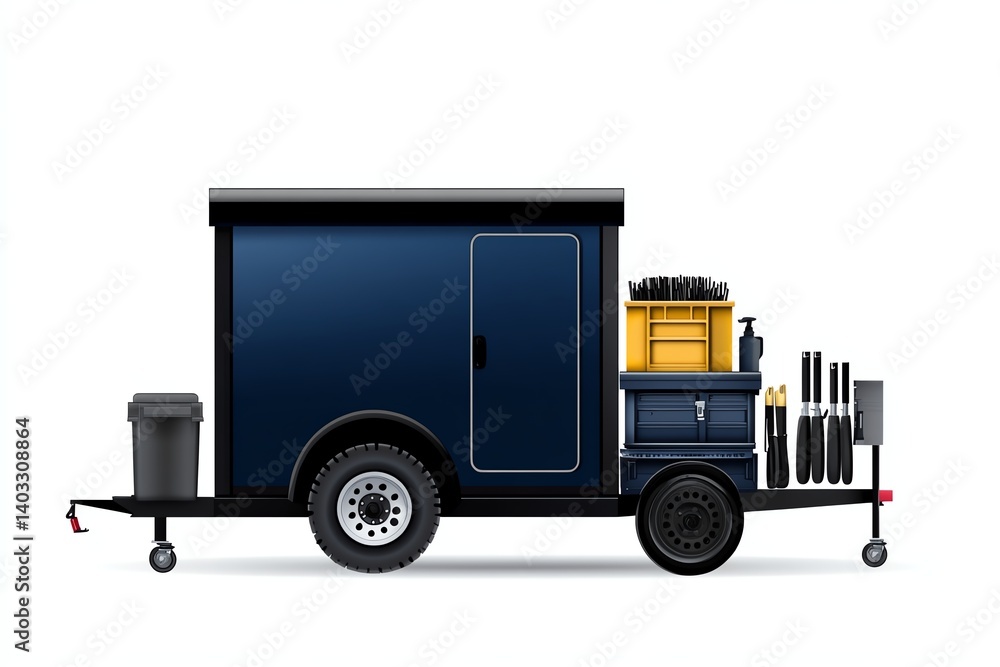 a mobile workshop trailer clipart, utility service unit, vector icon, isolated on white background a mobile workshop trailer clipart, utility service unit, vector icon, isolated on white background