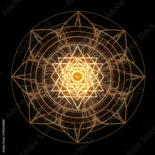Golden Geometric Mandala wi...