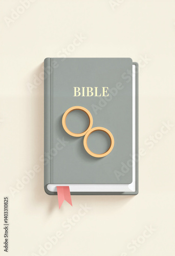 Wedding rings resting on Bible, symbolizing love and commitment