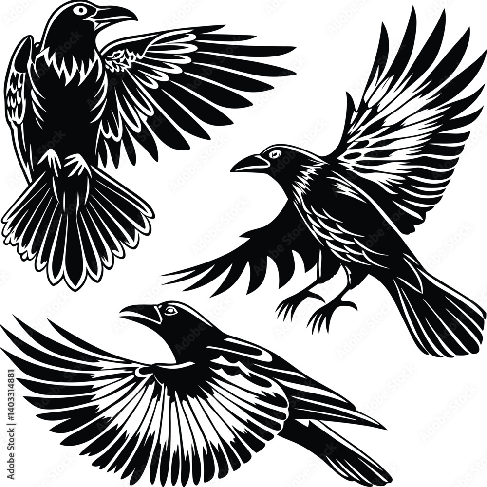 Obraz premium set-of-crow-silhouette-vector-image (4).eps