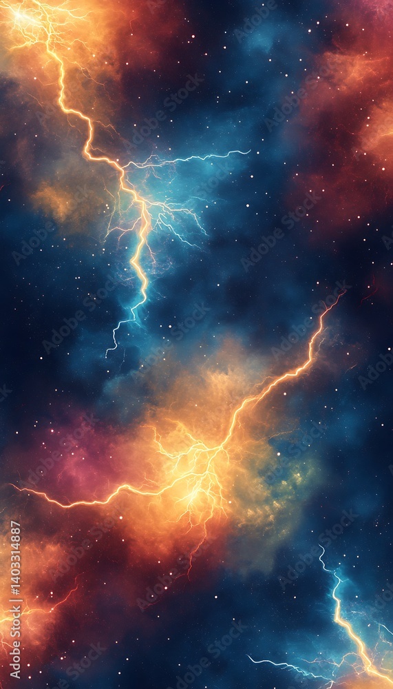 Fototapeta premium Cosmic Lightning Storm Nebula Energy Discharge