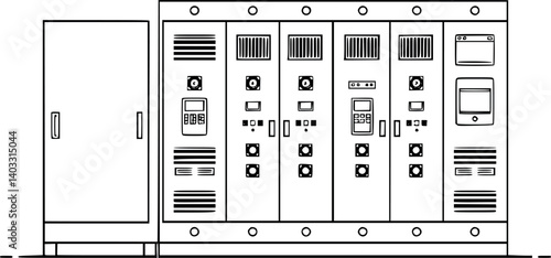Outline vector illustration of an electrical switchgear panel