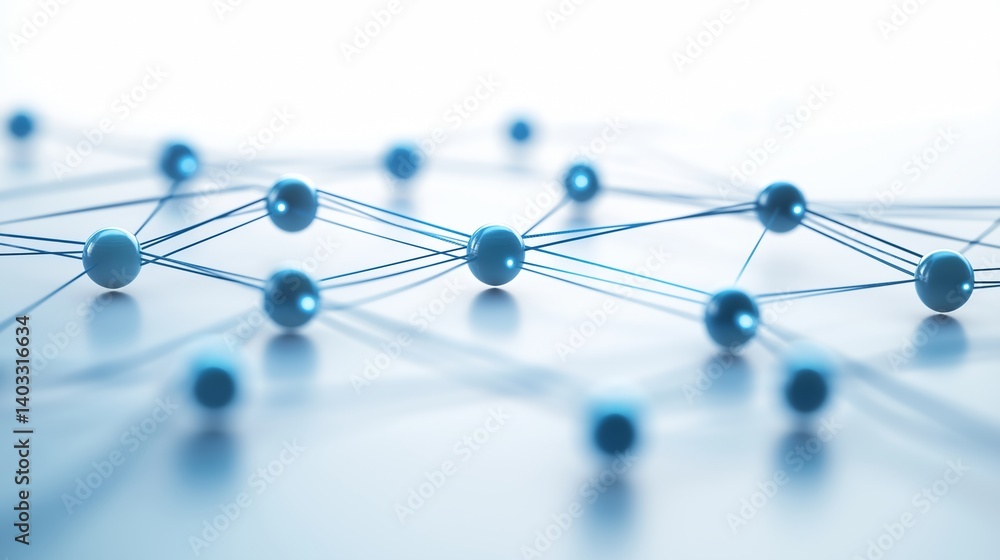 High-tech digital network grid with blue glowing lines and floating data nodes, 3D perspective, representing global connectivity and information flow. High-tech digital network grid with blue glowing lines and floating data nodes, 3D perspective, representing global connectivity and information flow.