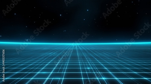 High-tech digital network grid with blue glowing lines and floating data nodes, 3D perspective, representing global connectivity and information flow.
