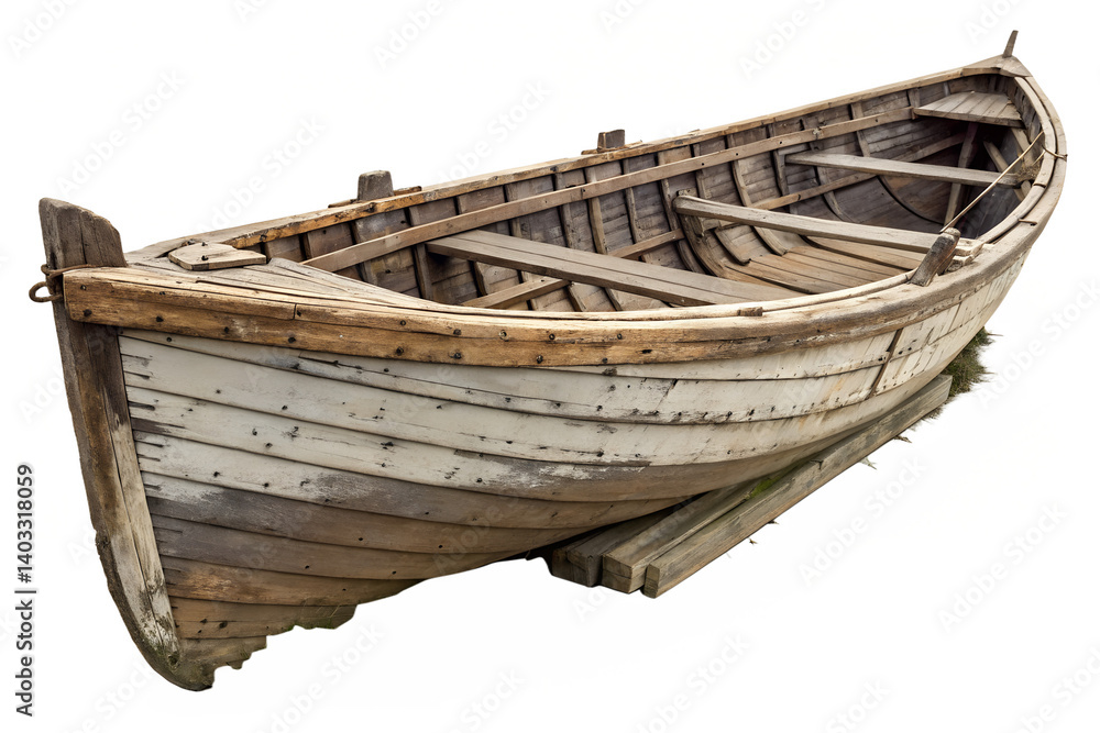 Fototapeta old wooden boat on a isolated on transparent background