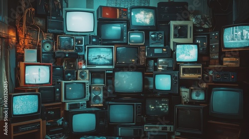 Vintage Televisions Stack  Retro TV Collection  Old CRT Screens