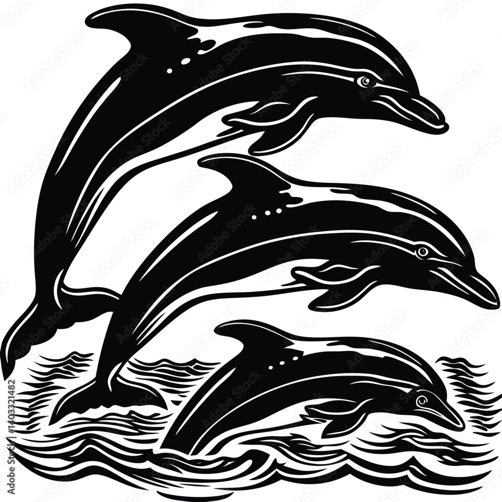 Naklejka premium set-of-dolphin-silhouette-vector-image- (34).eps