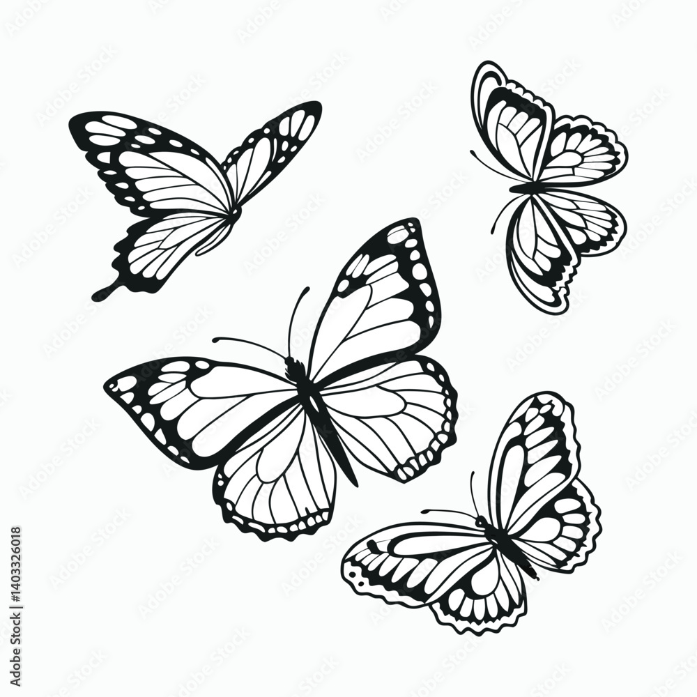 Obraz premium Moth Collection Vector Silhouette bundle