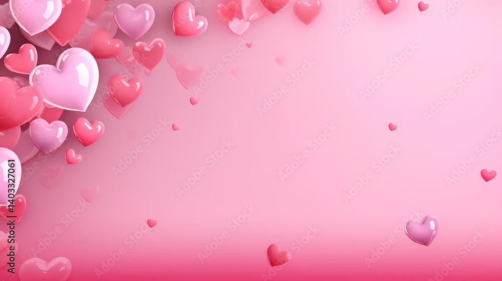 Valentine's day background with 3d heart shape on pink pastel color. Generate AI Valentine's day background with 3d heart shape on pink pastel color. Generate AI