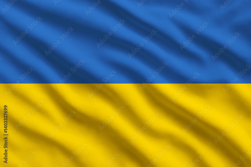 Waving flag of Ukraine, Ukrainian flag blowing in the wind, full frame smooth fold Waving flag of Ukraine, Ukrainian flag blowing in the wind, full frame smooth fold