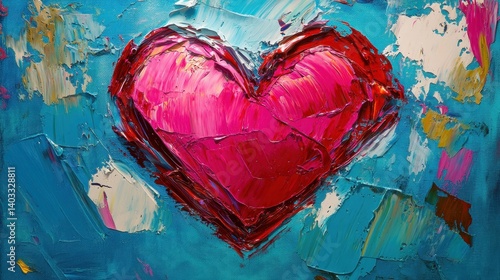 Vibrant Pink Heart Abstract Oil Painting Texture