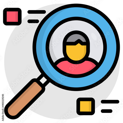 Avatar under magnifying glass, concept of headhunting