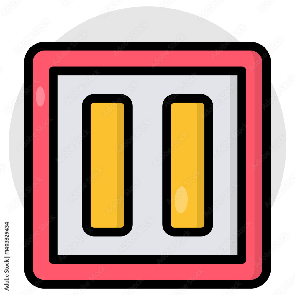 Conceptual flat design icon of pause button Conceptual flat design icon of pause button
