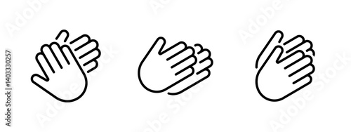 Clapping hands icon set. Applause symbol. Clap, victory gesture, applause. Vector illustration.