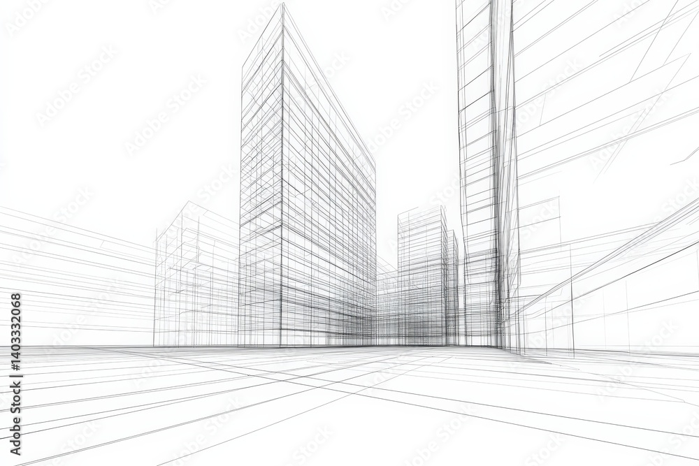 Fototapeta premium Architectural Design Blueprint of Modern City