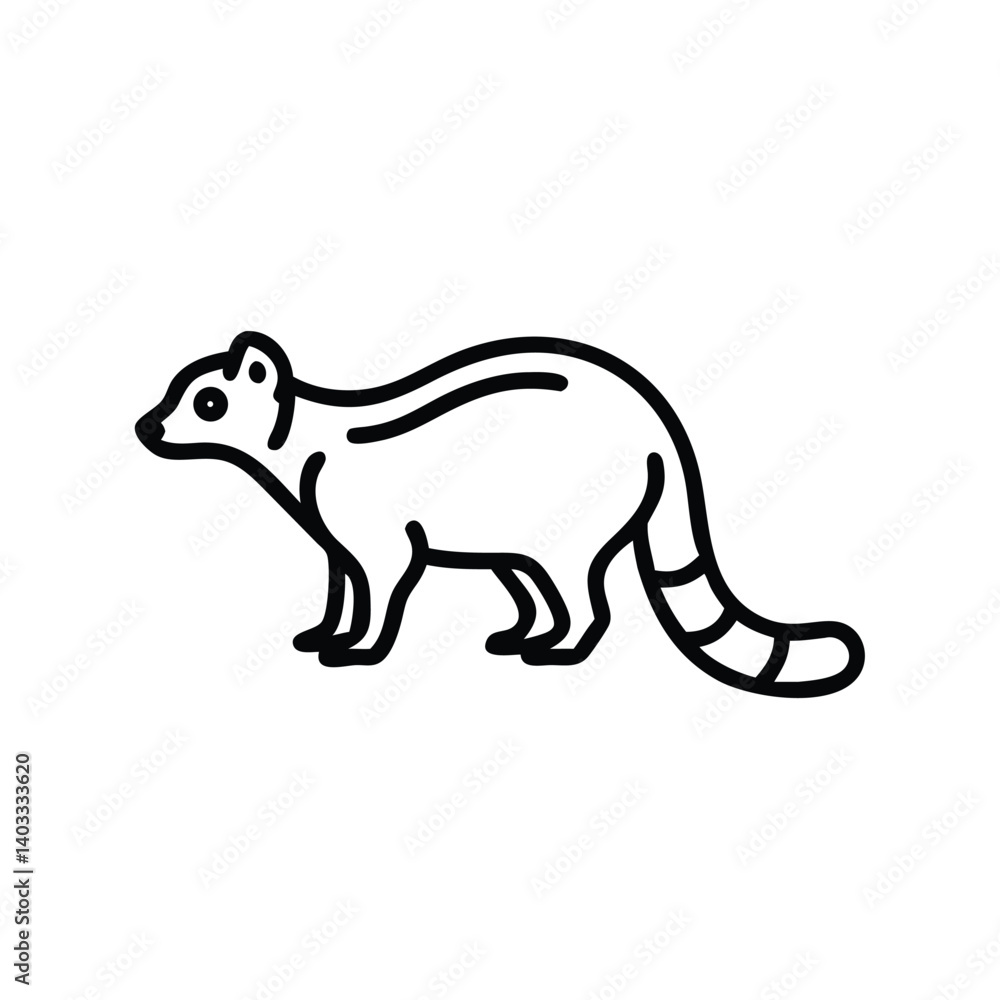 Fototapeta premium Minimalist Line Art Illustration Of A Raccoon Animal Design On White Background