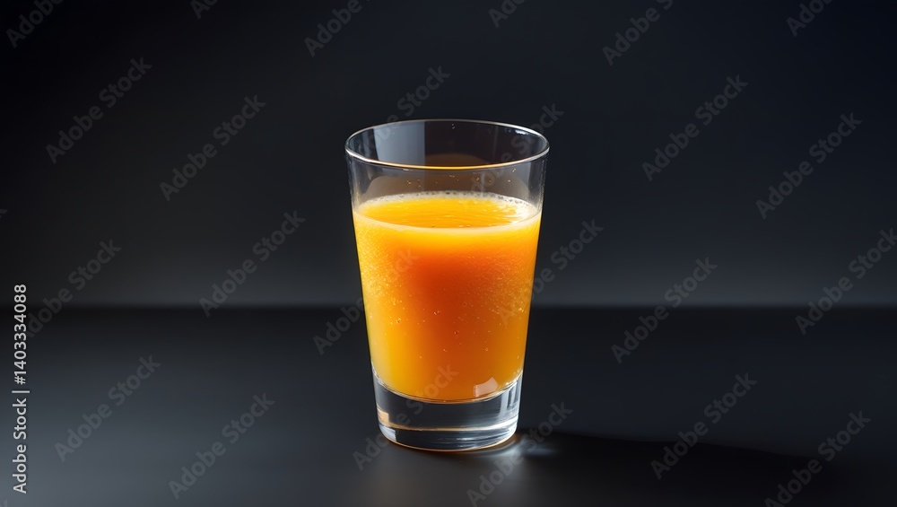 Rich Orange Juice Placed Over Matte Black Surface Rich Orange Juice Placed Over Matte Black Surface