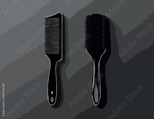 Sèche-cheveux noir. Outils modernes de sèche-cheveux et de coiffure vectorielle et d’illustration