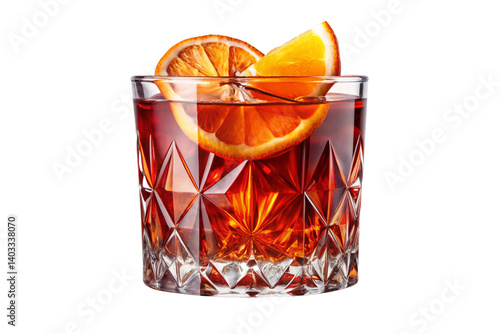 Classic Negroni Cocktail with Orange Slice Isolated Cut-Out View