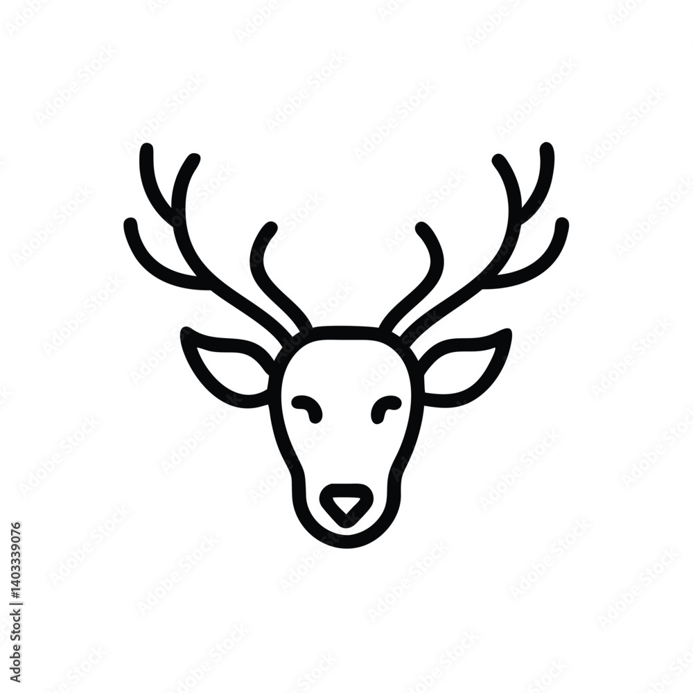 Deer Head Outline Icon Simple Vector Illustration For Wildlife And Christmas Projects Deer Head Outline Icon Simple Vector Illustration For Wildlife And Christmas Projects