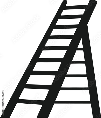 Lift ladder vector design with silhouette black outline  