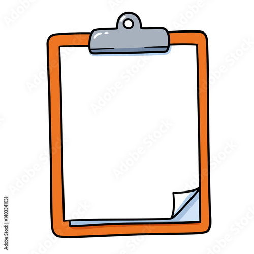 Orange clipboard with blank white paper sheet, concept for checklist, to-do list, planner, and memo template