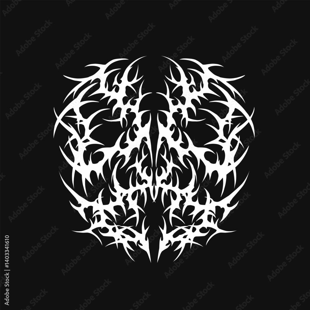 Fototapeta premium Neo tribal sharp symmetrical design. y2k gothic style tattoo cyber sigilism ornament. clean vector isolated 