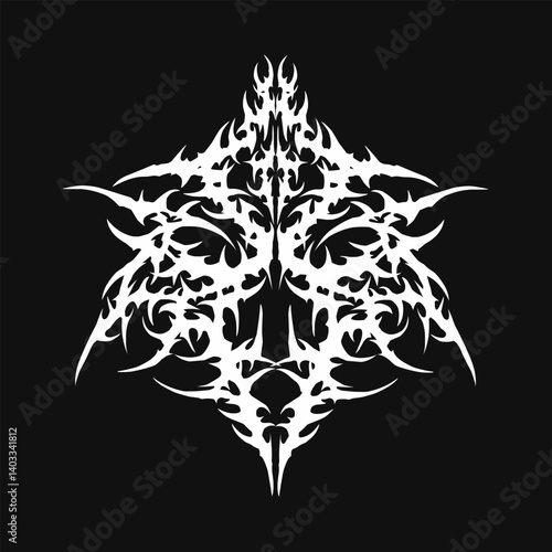 Neo tribal sharp symmetrical design. y2k gothic style tattoo cyber sigilism ornament. clean vector isolated 