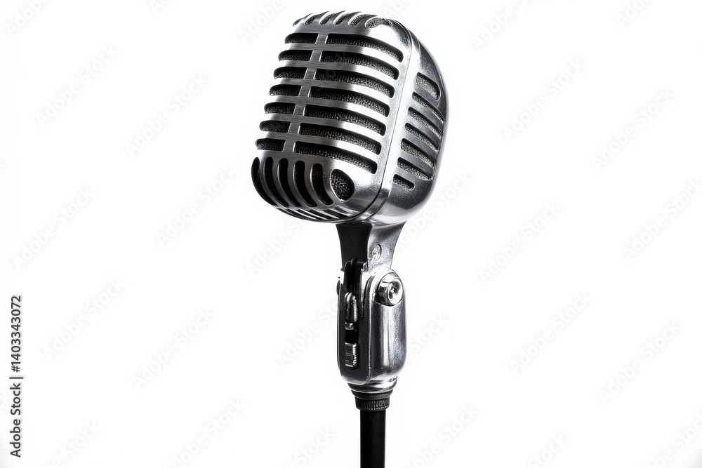 Fototapeta premium Vintage Microphone Isolated on White