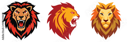 Bundle of lion heads, lion head vector