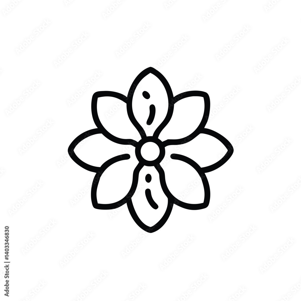 Simple Single Flower Outline Icon Floral Design Element On White Background Simple Single Flower Outline Icon Floral Design Element On White Background