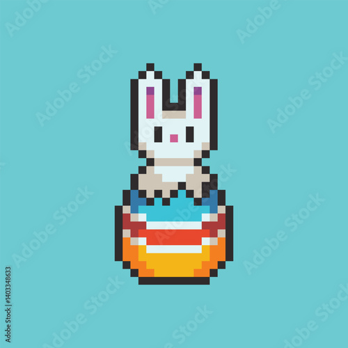 this is a rabbit in pixel art with colorful color,this item good for presentations,stickers, icons, t shirt design,game asset,logo and project.
