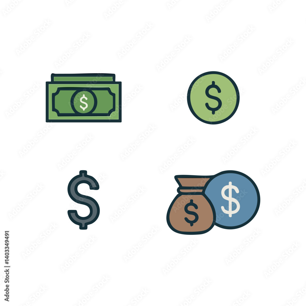 vector illustration of elements with financial symbols vector illustration of elements with financial symbols