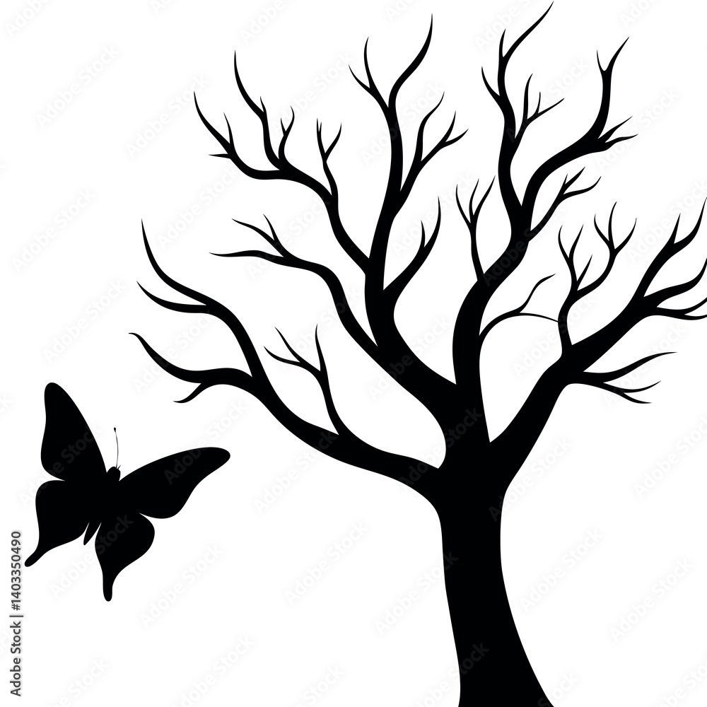 Obraz premium Silhouette-art--intricate-tree-branches bare 