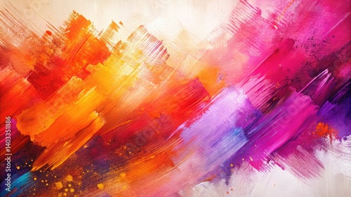 Vibrant Abstract Urban Canvas: Orange Pink Purple Brushstrokes Copy Space Art Print