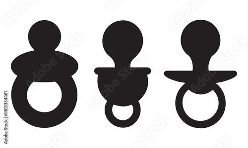 Baby Pacifier Silhouettes Vector, icons, Baby pacifier silhouette isolated on white background