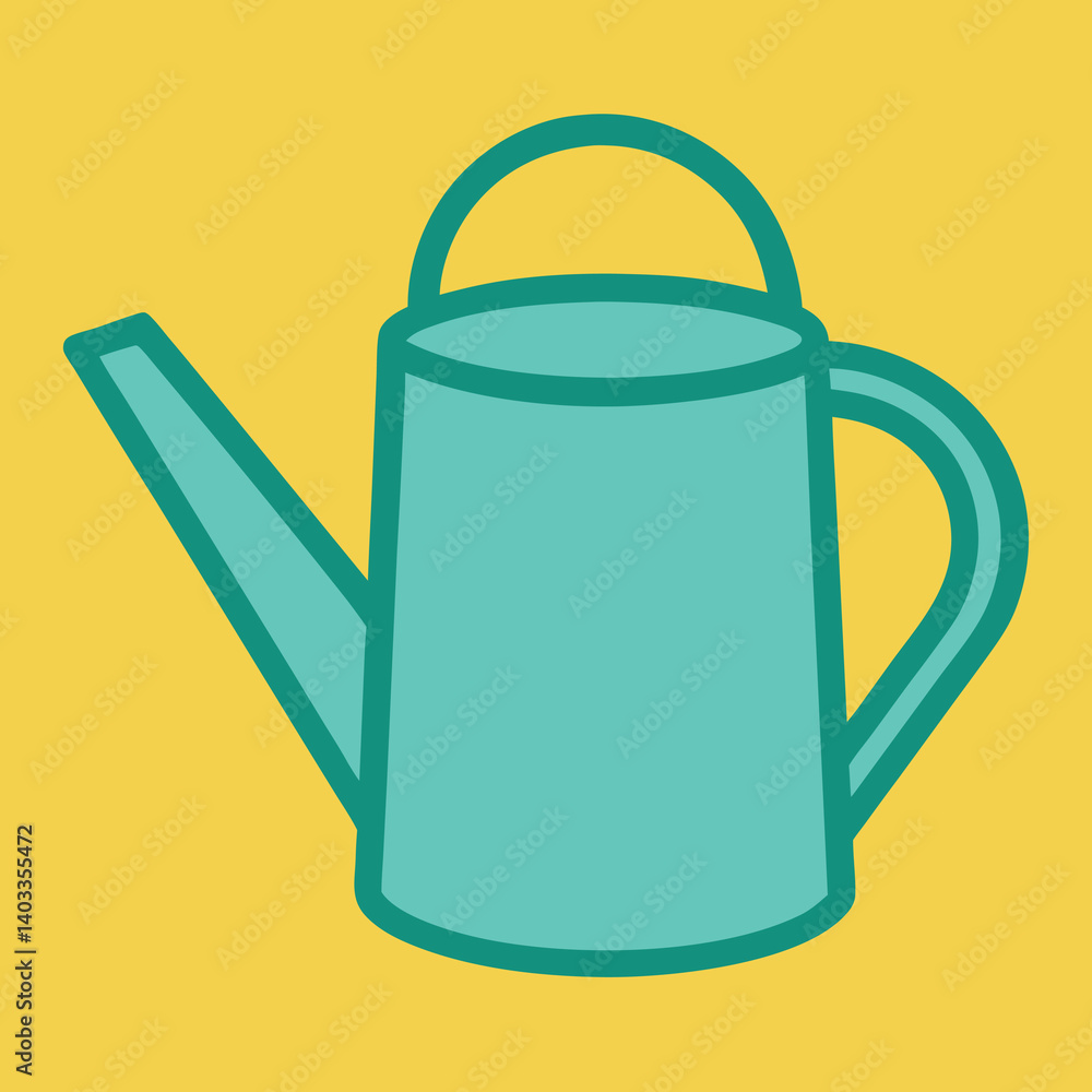 Watering can illustration whit solid colour outline Watering can illustration whit solid colour outline