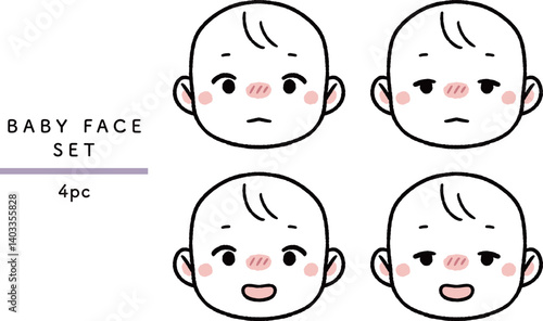 赤ちゃんの表情セット 体調不良 baby sick face set