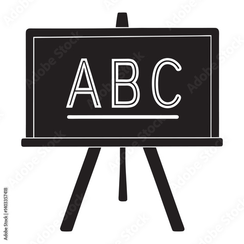  Blackboard with ABC Letters Outline, Board With Glyph Icon Illustration 