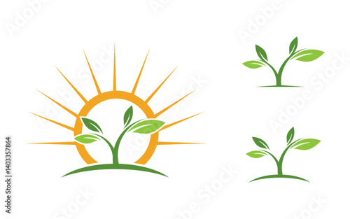 Nature leaf ecology vegan concept Logo illustration v.103