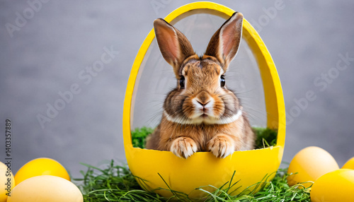 Wallpaper Mural Easter bunny in a colored yellow egg. Torontodigital.ca